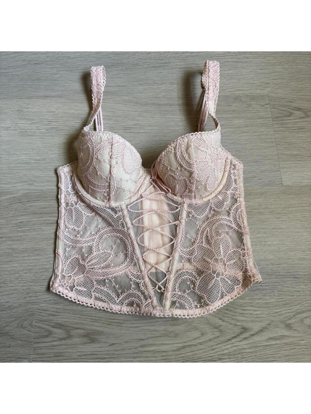 ੈ✩‧₊˚victorias secret lace floral sheer corset